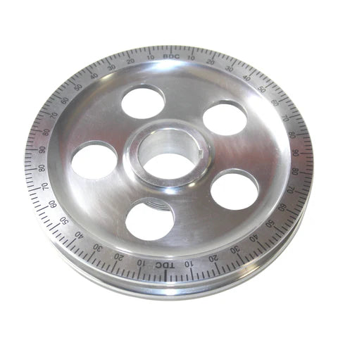 Polished Degree Wheel Pulley, with Holes, "Black Numbers"