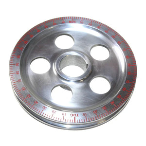 Polished Degree Wheel Pulley, with Holes, "Red Numbers"