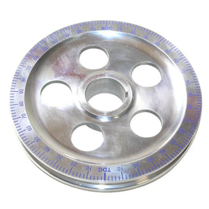 Polished Degree Wheel Pulley, with Holes, "Blue Numbers"