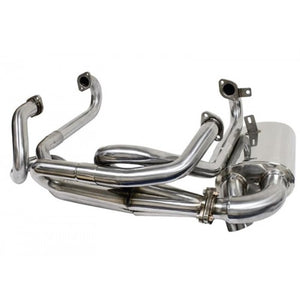 STAINLESS STEEL SIDEFLOW MERGED EXHAUST SYSTEM W/ MUFFLER, TYPE-1 UPRIGHT ENGINES ONLY