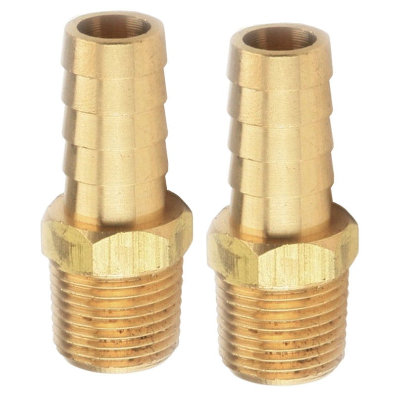 STRAIGHT BRASS FITTINGS, MALE 3/8" NPT X 1/2" BARBED, PAIR