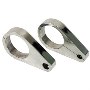 POLISHED ALUMINUM 1-1/2" CLAMP ON MOUNTS FOR PANEL MIRRORS, PAIR