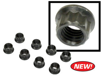 Engine Nuts, 8mm Thread, 12 Point External Head, 8 Pack