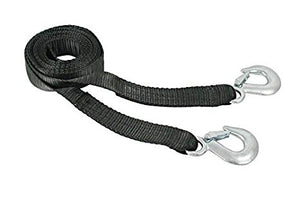 BLACK TOW STRAP WITH HOOKS 3-1/2" WIDE X 13' LONG, RATE 10,000 LBS