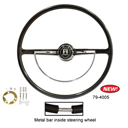 Replacement Black Steering Wheel Kit T-1, GHIA, Type-3 1962-1971