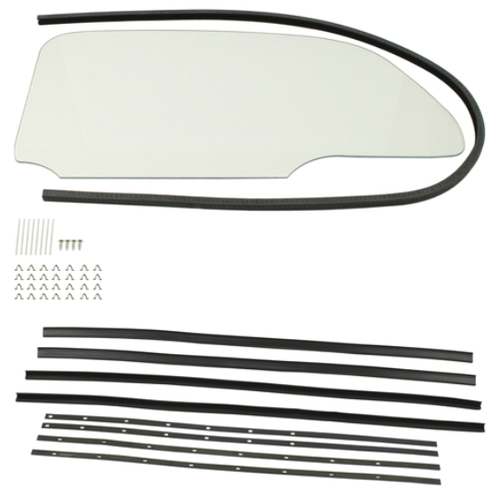 BUG 1 PIECE CLEAR WINDOW KIT WITH SNAP-IN SCRAPERS 1958-64, PAIR