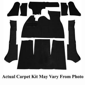 BLACK 11 PIECE CARPET KIT VW CONVERTIBLE BUG 1973-1979, WITH FOOT REST