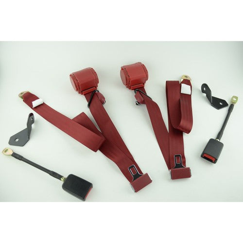 3 Point Retractable Seat Belt/Harness, Red, Pair EMPI 18-1029-0