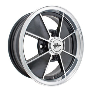 Brm Wheel, Black With Polished Lip, 5.5" Wide, 4 on 130mm VW