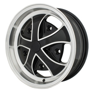 Rebel Wheel, Black With Polishd Lip, 5.5" Wide, 5 on 205mm