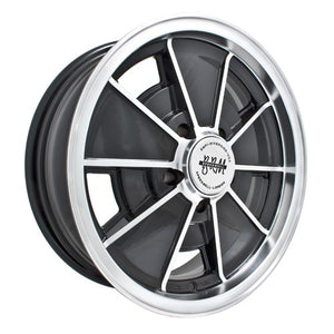 Brm Wheel, Black With Polished Lip, 5.5" Wide, 5 on 112mm VW