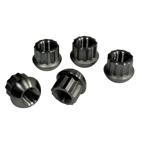 Alloy Lug Nuts, Black 12mm - 1.5, 12 Point 60 degree seat