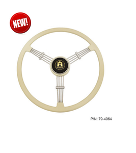 Banjo Style Ivory 3 Spoke Steering Wheel, 15.5" Diameter